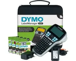 DYMO LabelManager 420P hoogpresterende oplaadbare draagbare labelmakerkit | ABC-toetsenbord met 4 rollen D1-labels en draagkoffer