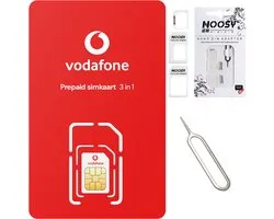 Vodafone Prepaid met €10 beltegoed | inclusief Noosy 3in1 adapter met pinnetje