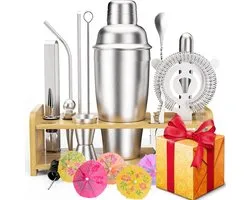 Cocktail Making Set Cocktail Gift Set - 750ML Cocktail Shaker Set Bonus Cocktailboek, Verdikking Cocktail Maken Kit met Stand, Professionele Cocktail Set, Barman Kit, Geschenken voor Mannen