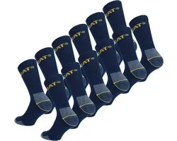 Caterpillar 12 Paires Chaussettes Travail - Hauteur Mi-Mollet - Renforcées au Talon et Pointe - Coton Bleu 41-45