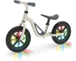 Chillafish Loopfiets 2 jaar met Glow LED wielen - Lichtgewicht met verstelbaar zadel en stuur - Beige - Loopfiets voor jongens en meisjes tot 4 jaar met handvat om te dragen en anti lek banden - Geen batterijen nodig - Model Charlie Glow