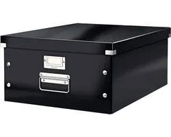 Leitz WOW Click & Store Grote Opbergdoos - 85% Gerecycled Karton - Voor A3 Formaten - 36.9 x 48.2 cm (BxD) - Zwart