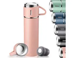 Wishdor Bouteille thermos 500 ml + 3 tasses, rose