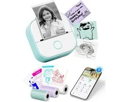 Mini Printer T02 - Smartphone Fotoprinter Bluetooth Thermische Printer - Draadloze Labelmaker & Stickerprinter - voor Cadeaus, Studienotities, Anatomische Diagrammen, Foto's - Zwart - 1 Set