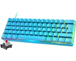 60% RGB Gaming Toetsenbord, Red Switch Mechanische Keyboard met Compact 62 Toetsen,18 RGB LED Chroma Backlit, UK Layout, Afneembare USB-C Kabel, Full Key Anti-Ghosting voor PC Laptop Mac-Blauw