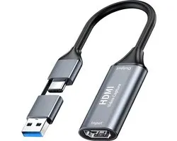 Qost - Carte de Capture HD - Capture vidéo/jeu - HD 1080p - HDMI vers USB-A/USB-C - Cam Link - Grabber vidéo - Streaming