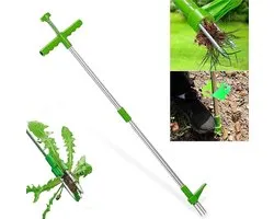 Standing Weed Removal Tool with 3 Stainless Steel Claws - Garden Manual Weed Puller with 100cm Handle