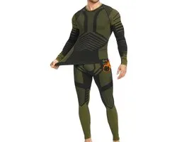 MEETYOO Thermo ondergoed heren, binnenfleece set, functioneel ondergoed, thermisch ondergoed heren , zacht warm flexibel winterpak , heren bovendeel en onderdeel, thermische onderbroek