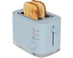 KitchenBrothers Broodrooster - Retro - Toaster - 6 Instelbare Warmteniveaus - 2 Extra Brede Sleuven - BPA-vrij - 870W - Pastel Blauw
