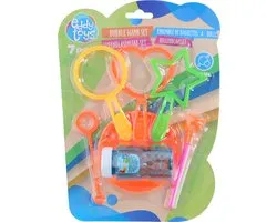 Eddy Toys Bellenblaas Set 7-Delig - Bubble Wand with Solution voor Kinderen - Bellenblaas met Vloeistof Inclusief Stok en Schaal - Bellenblaas Staaf In Diverse Vormen