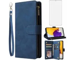 Asuwish Hoes voor mobiele telefoon voor Samsung Galaxy A72 5G/4G, hoes met folie en beschermfolie voor pantserglas - ShopVlot