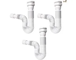 BricoLoco.com Sifon Afvoerslang, flexibel en uittrekbaar, universeel, 1-1/4 inch of 1-1/2 inch en uitlaat 32 of 40 mm, voor wastafel, bidet, badkamer of keuken, afvoerslang, wit (3)
