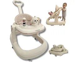 Twinky® Babywalker GO - 4-in-1 Loopstoel Baby & Loopwagen met 3-delige speelset – Loopstoeltje & Loopkar Inklapbaar inclusief Voetenmat en Steel