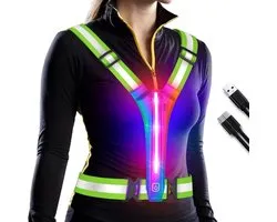 BOTC Hardloopvest met verlichting - 500 lumen, 5 RGB-lichtkleuren - Hardloop Verlichting aan voor - Inclusief kabel - Running vest - Hardlopen - Reflecterend - One size