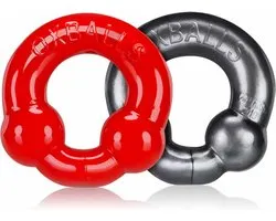 Oxballs Ultraballs pack de 2 anneaux péniens acier-rouge