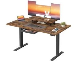 Bureau - uJOY - Réglable électriquement - Plateau de travail spacieux - Tiroir de rangement pratique - Hauteur réglable de 72 à 120 cm - Fonctionnement silencieux