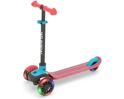 Chillafish Kinderstep 3 Jaar met drie LED wielen - Blauw Rood - Lichtgewicht Glow step jongens met afneembaar stuur en voetrem - Aanpasbaar in hoogte - Leun-om-te-sturen - Extra grip handgrepen - Geen batterijen nodig - Model Scotti Glow 3