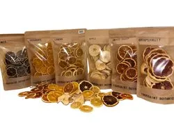 Toussaint Botanicals Premium Fruit Mix - 6x100g Gedroogde Fruit Schijfjes - Noodpakket fruit - Sinaasappel, Limoen, Grapefruit, Eiken Gerookte Sinaasappel, Appel & Citroen - 100% Natuurlijk - Cocktail Garnering & Decoratie - Gratis Verzending!