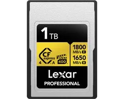 Lexar CFexpress PRO Type A Gold 4.0 Series 1TB - Lezen 1800MB/s, Schrijven 1650MB/s - VPG400
