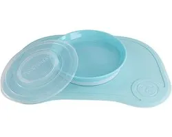 Baby Tableware Set - Infant Suction Plate and Placemat for Blinkers (38x25) - BPA Free Pacifier Board - 3-Piece Baby Food Training Board for 6 Months + - Light Blue