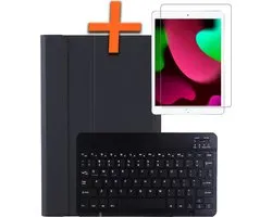 iPad 10.2 2019 Keyboard Cover Keyboard Case Book Cover With Screen Protector - iPad 10.2 2019 Keyboard Keyboard Case - Zwart