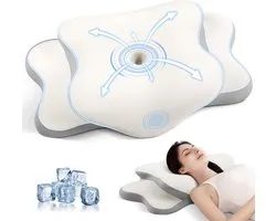 Memory Foam Ergonomic Pillows for Sleeping, Orthopedic Neck Support Pillow, Cooling Pillow with Removable Pillowcase for Side, Back, Stomach Sleepers, White