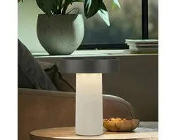 BRILONER Poga - Lampe de table rechargeable - dimmable - éclairage extérieur solaire - lumière blanc chaud - Ø16 cm - blanc cassé anthracite