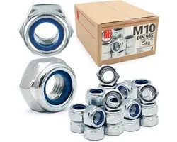 LUN FIX - Zelfborgende Zeskantmoer M10 DIN 985 verzinkt - 5kg