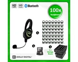 Casques sans fil Dolly Digital® RD-Pro 100 pour groupes + microphone monté sur la tête – 100 casques HiFi + microphone + Bluetooth + HiFi