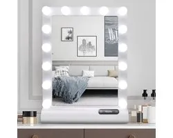 Auxmir Hollywood Regel met Verlichting Make up Spiegel - Dimbare Lichtkleuren - Wit