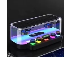 Bluetooth-speaker, draagbare speaker met stereogeluid, RGB-verlichting, mechanische knoppen, IPX5-waterbestendigheid, voor smartphone, tablet en laptop