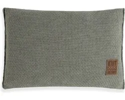 Knit Factory Jesse Sierkussen - Rechthoekig kussen - Kussen woonkamer - Bank kussen - Decoratie kussen - Urban Green - 60x40 cm - Kussenhoes inclusief kussenvulling