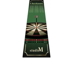 Studio M Tapis de fléchettes Premium - Extra long et large - 80 x 285 cm - Tableau de fermeture inclus - Dimensions officielles - Antidérapant - Tapis de fléchettes pour cible - Idée cadeau