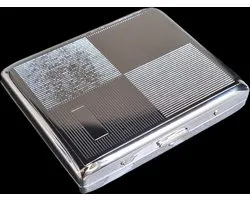 ''OPLuxe Sigarettenhouder - Sigaretten box 6 - Sigaretten opbergdoosje - Sigaretten Koker Metaal - Zilver - 20 sigaretten - Design - Cigarettecase