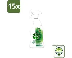 15 x Dettol Tru Clean - Allesreiniger - Spray - Eucalyptus - Multi-Oppervlakken - 500ml - Grootverpakking - Vaatwasstrips - Allesreiniger - Vet En Vlekken Verwijderen - Eucalyptusgeur - Natuurlijke Ingrediënten - Milieuvriendelijk