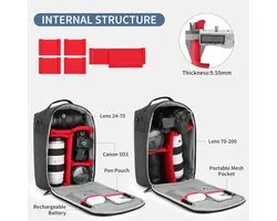 Camera Insert Bag Divider Camera Lens Bag voor DSLR SLR Camera's etc, Lenzen, Flashes- Maak uw eigen cameratas, Grijs, 13" x 5" x 9"