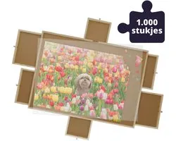 Puzzelplaat voor 1000 Puzzelstukjes met 6 Lades – Puzzelmat met Opbergsysteem -– Puzzelbord van Hout – Puzzeltafel inclusief Afdekplaat - BREND BR-2216