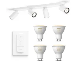Spot en saillie Philips myLiving Pongee - 4 points lumineux - blanc - Incl. Philips Hue White Ambiance Gu10 et variateur