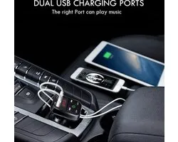 Bluetooth Carkit FM Transmitter om Handsfree te Bellen en Draadloos Muziek te Streamen, Met Volumeknop en Oplaadfunctie Voor 2 Telefoons Tegelijkertijd | Display | Handsfree Bellen