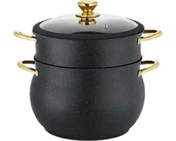 Kadirelli Couscous Pan met Deksel - Ø24cm - Zwart/Goud - Stoompan