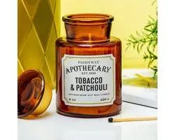 Gentlemens Hardware Bougie Parfumée – Tabac & Patchouli – Bougie Parfumée dans un Pot de Pharmacie en Verres