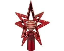 Feeric Christmas Kerstboom piek - ster - rood/goud - H27 cm - kunststof - kerstboompiek