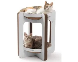 Jake and Jacky Krabkarton voor Katten - Krabpaal Karton - Krabplank - Krabmand - Krabmeubel - Kartonnen Krabmat - Kattenmand - Kattenbed - Kattentoren - 52x52x58cm