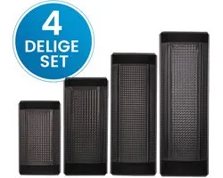 Cakevormen - 4 Delige Set - Cakeblik Bakvorm - Broodvormen - Non-Stick Coating - Afmetingen 21 t/m 35 cm - Stapelbaar - Duurzaam bakblik - Ovenbestendig - Zwart