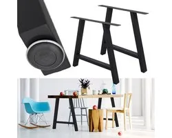 ECD Germany A-Design tafelpoten set van 2 A-vormige metalen tafelonderstellen 70x72 cm in zwart gepoedercoat staal met industrieel ontwerp stevige meubelpoten geschikt voor eettafels en bureaus ideaal voor moderne en duurzame toepassingen