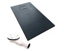 Receveur de douche Bad Land VIDAR - rectangulaire - 120 x 90 x 3,2 cm - noir - avec set de vidage