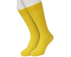 Bonnie Doon Basic Sokken Heren Geel maat 40/46 - 2 paar - Basis Katoenen Sok - Gladde Naden - Brede Boord - Uitstekend Draagcomfort - Goede Pasvorm - 2-pack - Multipack - Effen - Yellow - OL6324012.397