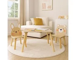 Table pour enfants Maxx Kidz avec 2 Sièges - Table de jeu pour Enfants - Idéale comme table à dessin - Chaise pour tout-petits avec table - Meubles pour enfants en bois