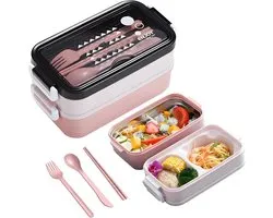 Lunchbox-lunchbox kinderen-lunchbox volwassenen-Lunchbox 3 compartimenten - 1400 ml - Lunchbox, Bentobox, magnetron- en vaatwasserbestendig - Verwarmbare lunchbox, lunchbox voor kinderen, school, kantoor en reizen