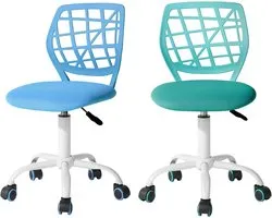 FurnitureR 2pcs Ergonomic Adjustable Height Swivel Roller Computer Executive Chair for Home Office Study Plastic 38cm x 39cm x 75-85cm
